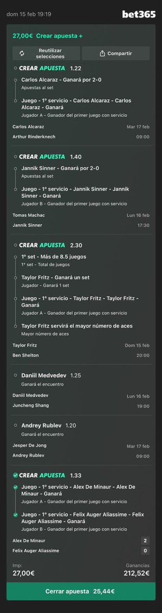 ApustaBlindada's tweet photo. 🎾🔥 LOCURA DE COMBI 🔥🎾

Alcaraz 2-0 🐐
Sinner 2-0 🧊
Fritz set + over 8.5 + aces 💣
Medvedev y Rublev cumplen 🧠
De Miñaur y FAA ya hicieron su parte ✅

Cuando el análisis es fino, el verde llega solo 😏🍀
Apuesta Blindada 🛡️

#Tenis #Combinada https://t.co/yrUlP3jdUw