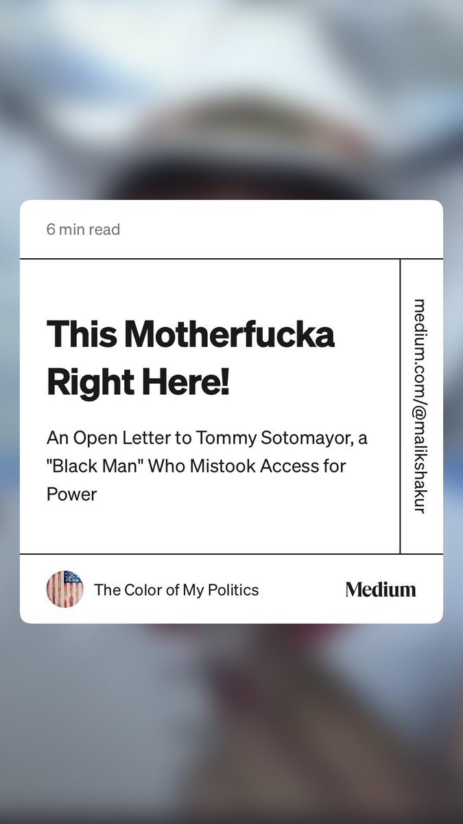 TimMilton5's tweet photo. @tommysotogeist 

A word, sir:

Read “This Motherfucka Right Here!“ by The Color of My Politics on Medium: https://t.co/UK5VbEnpAW https://t.co/rAiyyzJBjE