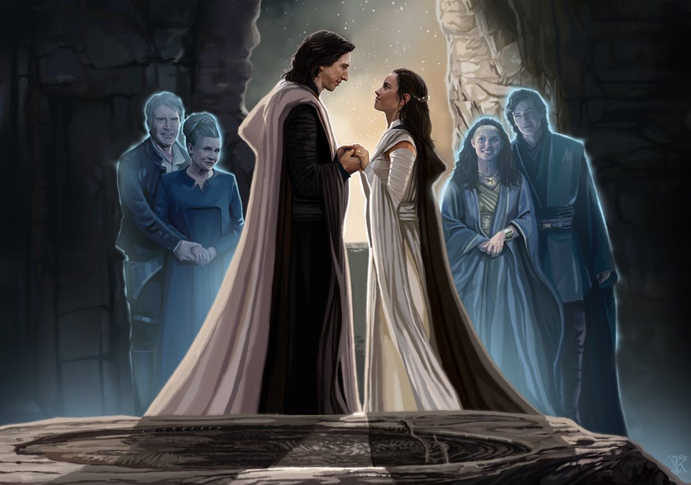 Happy Valentine to Rey &amp; Ben Solo, as well as to all the Reylos from alp over the world. 
👇🏻 art drawn by <a href="/KasiopeaArt/">Kasiopea lost the Star Wars</a> #theHuntForBenSolo