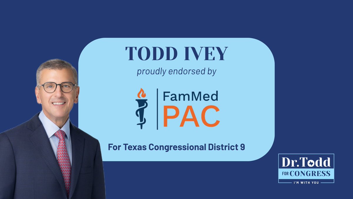 DrTodd4Congress's tweet photo. Proud to be endorsed by FamMedPAC, the @aafp federal PAC.  I’m committed to expanding access to quality care for all families. Thank you for your support!

Learn more: https://t.co/pKD2EYl0jX

#PrimaryCare #drtoddforcongress https://t.co/ey12toLsCW