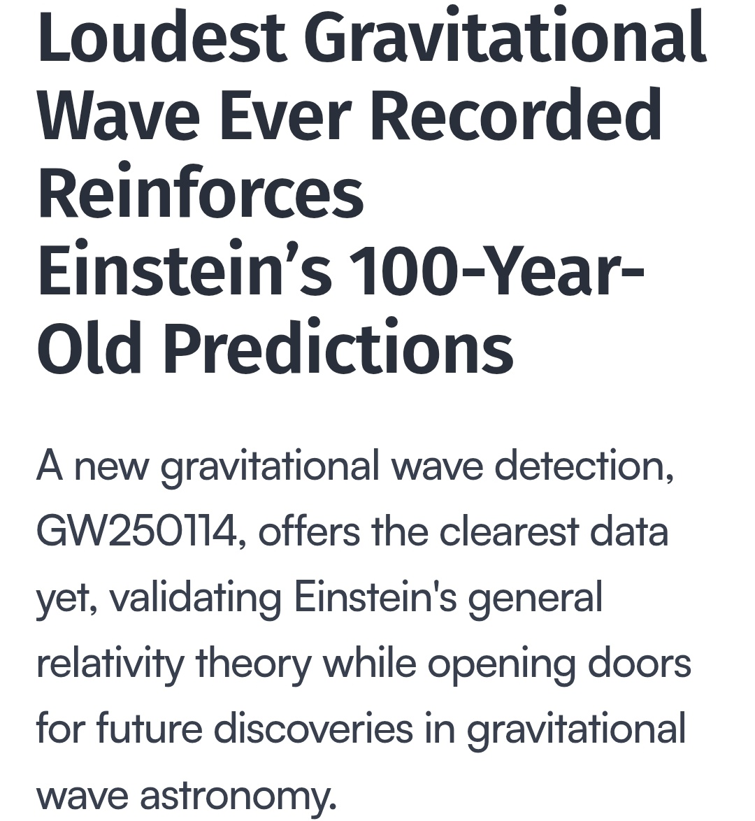 tek_nikel54's tweet image. #Loudest #GravitationalWave👾 Ever #Recorded #Reinforces #Einstein’s 100-Year-Old #Predictions. A new gravitational wave #detection, #GW250114, offers the #clearest #data yet, #validating #Einstein's #generalrelativity🤖

#Tek_nikel54
dailygalaxy.com/2026/02/loudes…