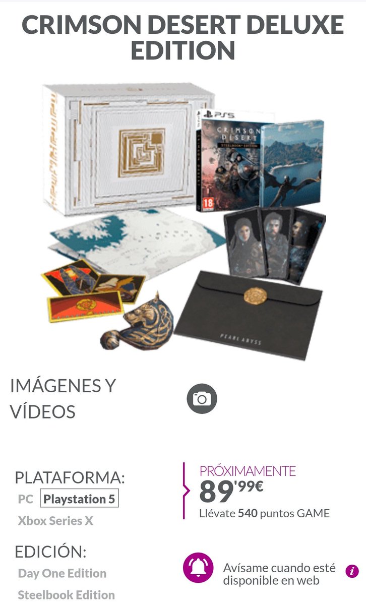 Official_Rodri's tweet photo. @VideojuegosGAME se podrá reservar el Crimson Desert Deluxe online, o solo en tienda? https://t.co/hy3e9ElQgK