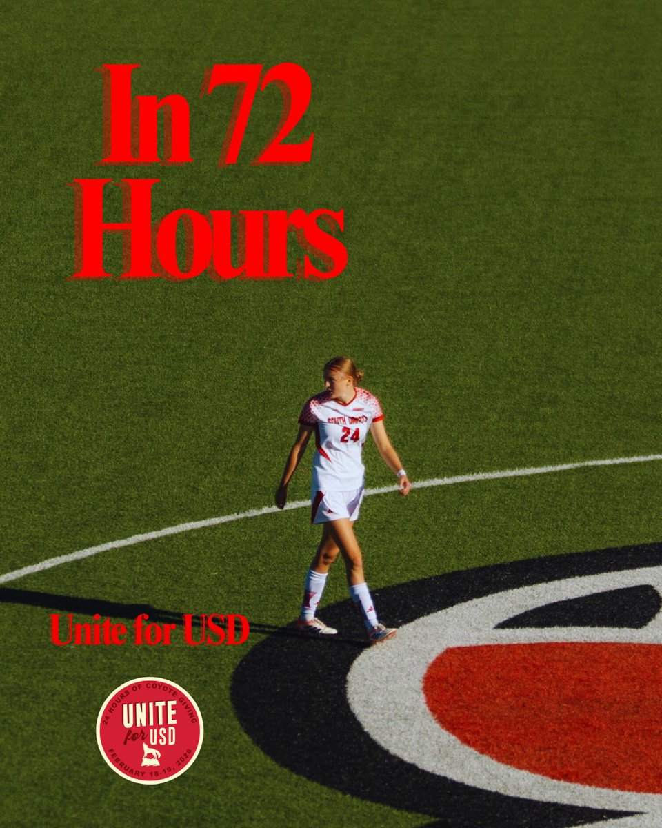 🚨 We’re officially 3 days out 🚨
Mark your calendars for February 18th — 24 hours of giving supporting USD Athletics! 

🔗 uniteforusd.org

#UnitedForUSD #24HoursofGiving #GoYotes