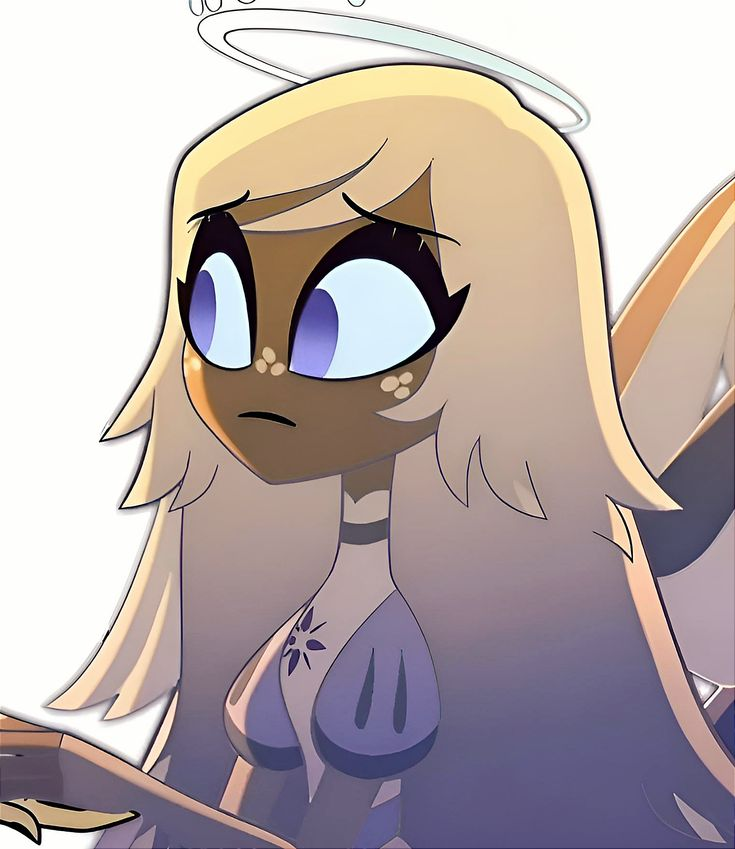 eternal_g1ow's tweet photo. Emily deserves so much more love and inclusion, especially in fanarts with the whole hotel crew together! She's one of them now, as well as most likely becoming a representative of heaven to the people of hell. She figured out how to stop the weapon by herself! 💜🪽 
#HazbinHotel https://t.co/el5GxcUQSF