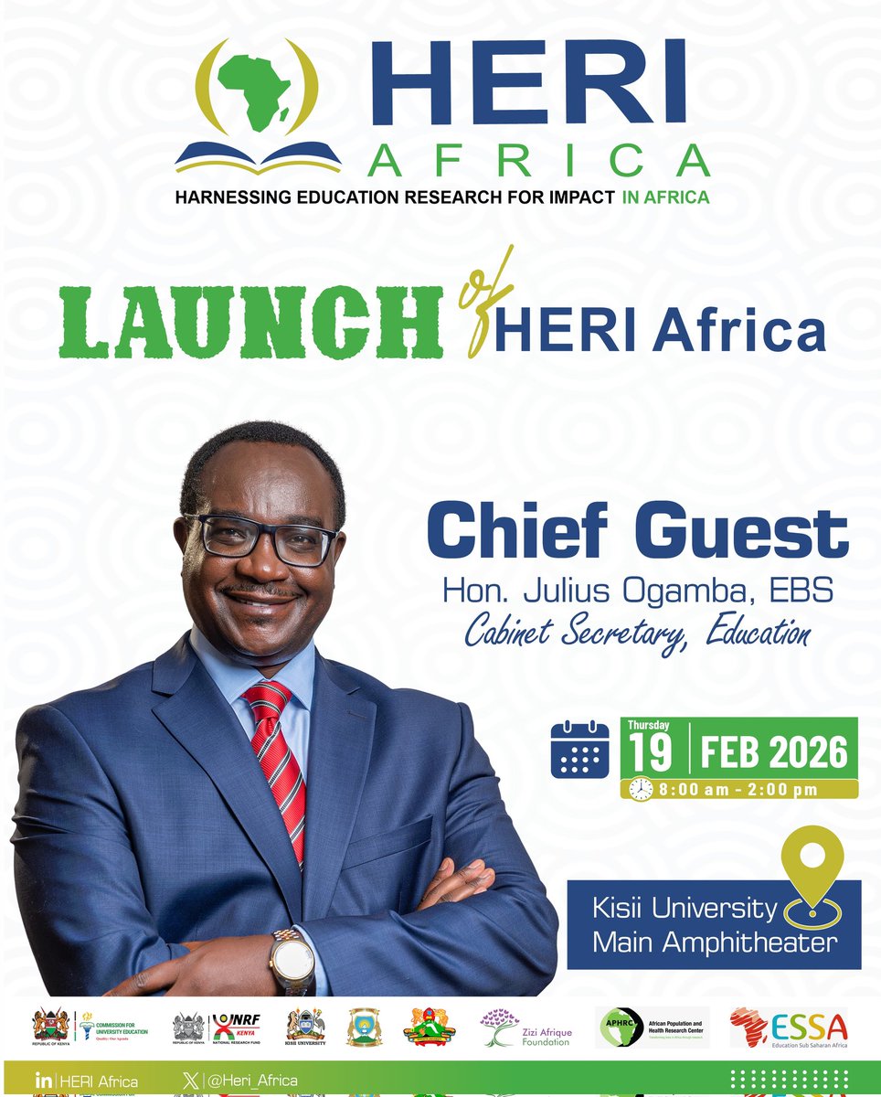 HERI Africa Research Consortium is opening its doors in just a few days and the Cabinet Secretary, Education will be the Guest of Honor. Are you ready for it? #KisiiUniversity #InclusivityAndBorderlessness