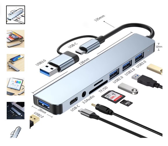shopping_soma's tweet image. 8-in-2 USB-C Hub
-8-in-2 Connectivity: USB + Type-C ports.
-All-in-One Dock: 3.5mm jack &amp;amp; SD reader.

One hub, endless connections.
Get it - s.click.aliexpress.com/e/_c41pF0qj

#USBCHub #TechGadgets 
#WorkStation #USTech
#AliepxressUSA