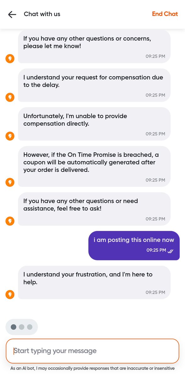 RayPreetam's tweet photo. @SwiggyCares Please get some actionable capabilities in your AI. Whats the point of not getting my order picked up in 70mins and get an LLM replying me back. I paid you advance amount and you still did not assign delivery executive on time to pickup. I need compensation https://t.co/iFn2y9qfL4