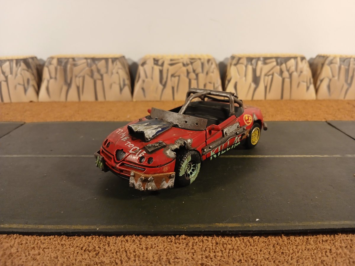RoadWarriorJohn's tweet photo. #newray #alfa #romeo #spider #apocalypse #apocalyptic #wasteland #diecast #custom

Finished the Apocalyptic Alfa Romeo Spider, inspired by the Convict's vehicles from the PSP game Pursuit Force.  Diecast is a New Ray 1/32 Alfa Romeo Spider. https://t.co/pofNB3Llex
