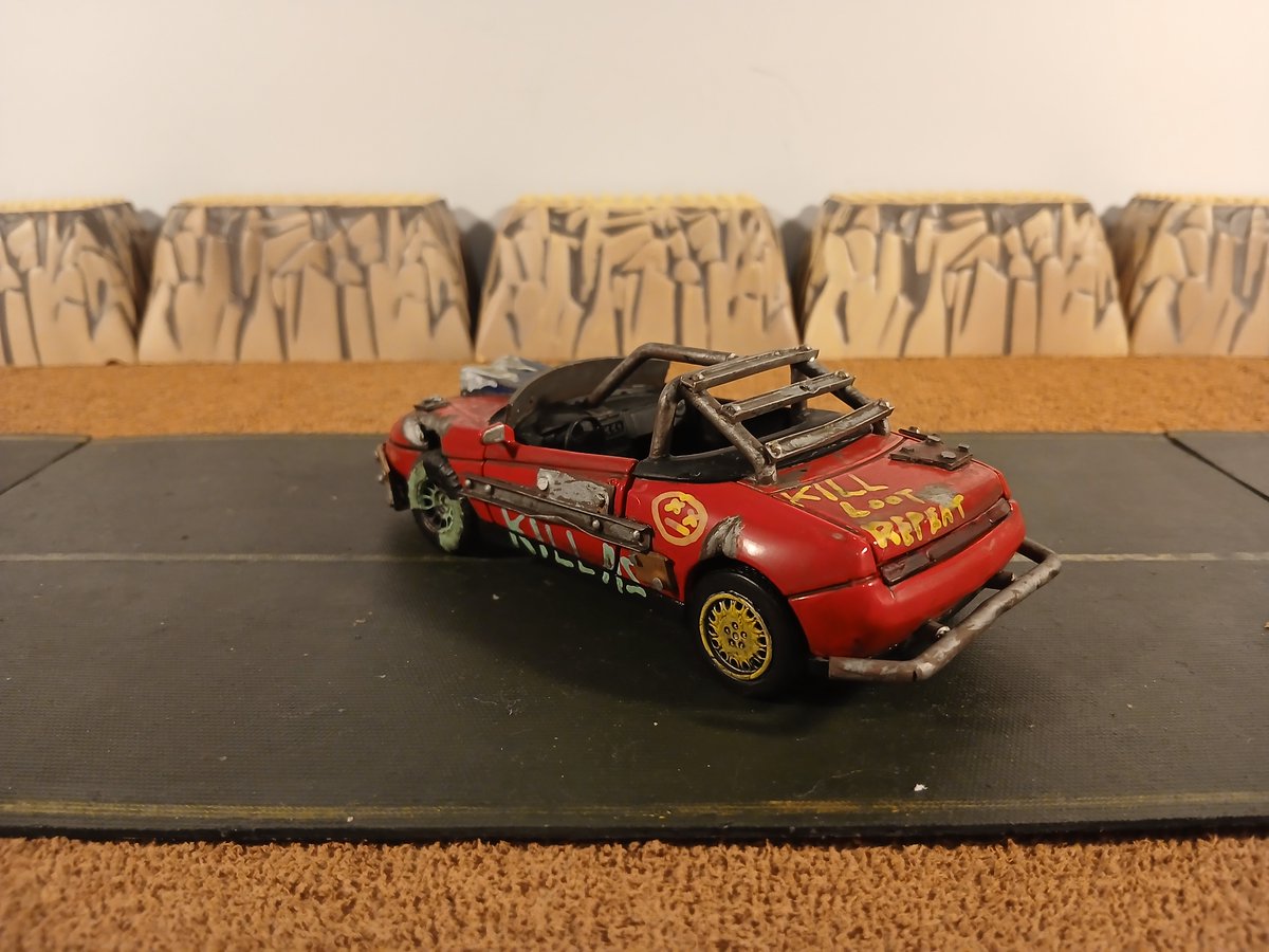 RoadWarriorJohn's tweet photo. #newray #alfa #romeo #spider #apocalypse #apocalyptic #wasteland #diecast #custom

Finished the Apocalyptic Alfa Romeo Spider, inspired by the Convict's vehicles from the PSP game Pursuit Force.  Diecast is a New Ray 1/32 Alfa Romeo Spider. https://t.co/pofNB3Llex