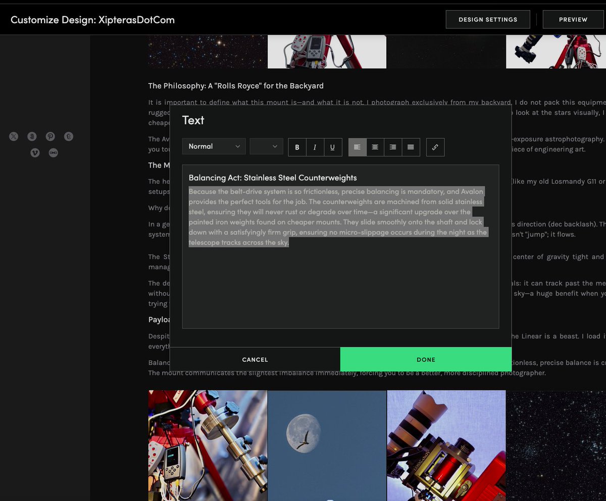 xipteras's tweet image. 🤫 Behind the scenes...

I have started writing my new review of the @avalon_instr Linear Fast Reverse #telescope mount. There's lots of text to read and lots of photos to admire. Stay tuned!