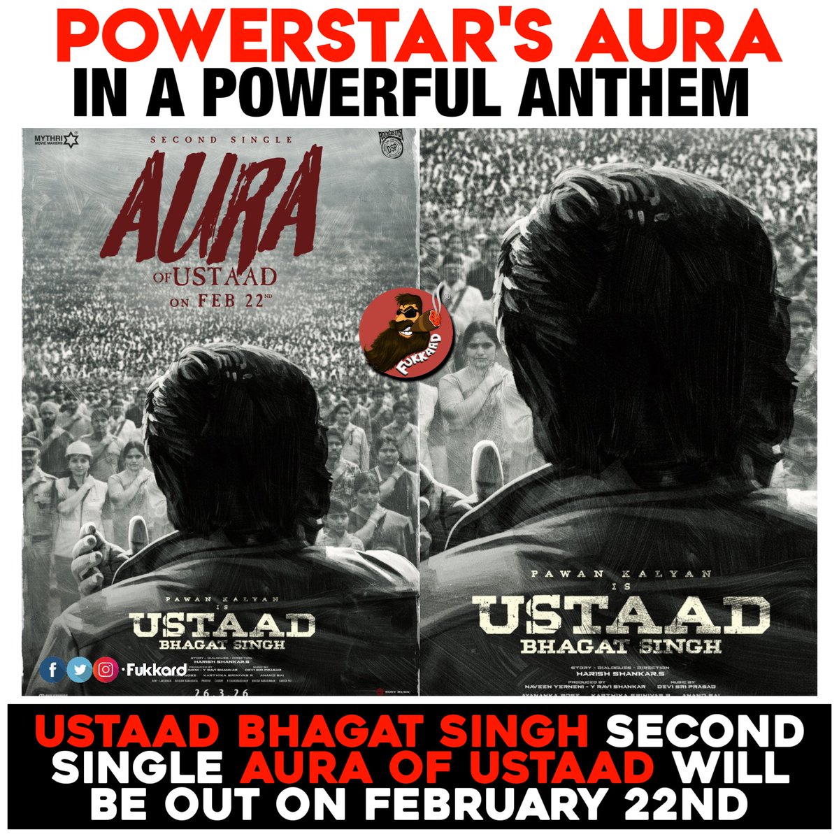 #AuraOfUstaad💥 on Feb 22nd.

#UstaadBhagatSingh #PawanKalyan