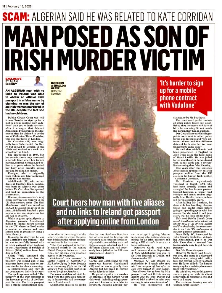 Sunday World reports that in 2023 an Algerian, Sabouni Abdelhamid (32), while living in London obtained an Irish passport from <a href="/dfatirl/">Irish Foreign Ministry</a>  after applying online and claiming his mother was a Kerry woman murdered in 1994.

<a href="/PeterPaulGuy/">Paul</a> <a href="/karldeeter/">karldeeter ⭐</a>  <a href="/_QueenMeabh/">@_QueenMéabh</a> <a href="/TheMandyGall/">Mandy Gall</a>