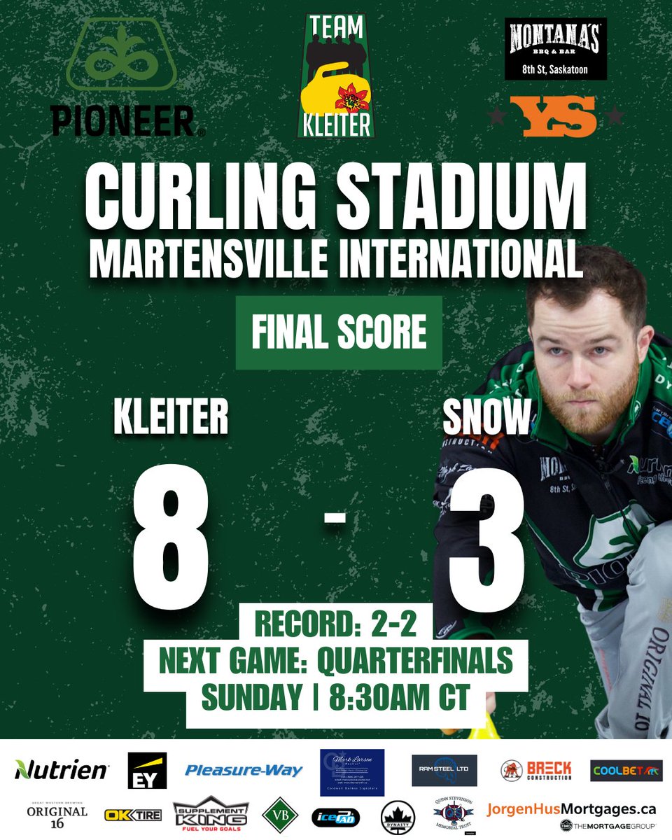 Quarterfinal Bound 🥌💪🏼

#TeamKleiter #KleiterNation