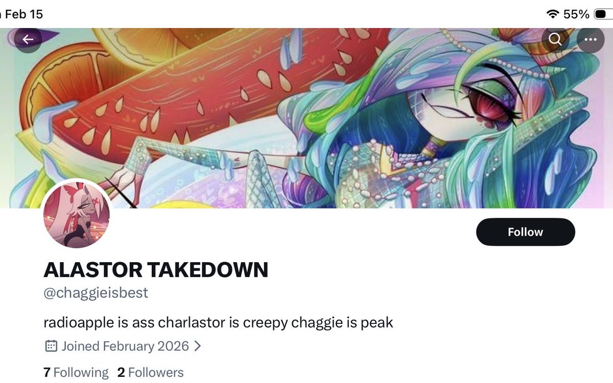 I think people should be aware of this troll LastCharlastor. They are switching from trolling Charlastor to trolling Chaggie and have over ten different alt accounts. Why does twitter allow people to make so many alts??? #charlastor #chaggie