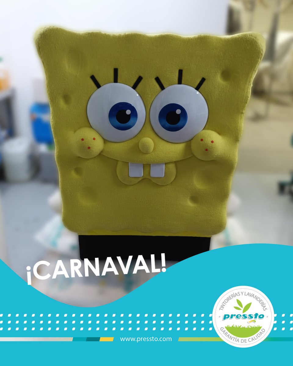 Vive en una piña, debajo del mar. Y sí, sabe que para estar a punto para el Carnaval, necesita pasar por Pressto (antes y después)

Si tú también quieres tener tus disfraces como nuevos, ya lo sabes, confía en Tintorerías Pressto.

#carnaval #bobesponja