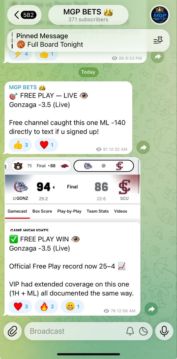 Check out this live NBA Free Play we send in our Free TG yesterday 

Gonzaga -3.5 ✅

This makes our official Free Play Record 25-4 🔥

This is why you join our Free TG and have notis on 🔔

🔗 Link in Bio