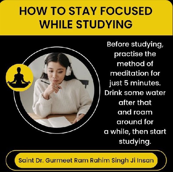 rajnimehram99's tweet photo. In this time where everyone wants to beat competition exam and ger a job but stressed also so #TipsForStudents practice method of meditation given by Saint Dr. MSG Insan and feel free while studying and you will get success definitely #ExamTips.
#StudyTips https://t.co/0PubaydiQh