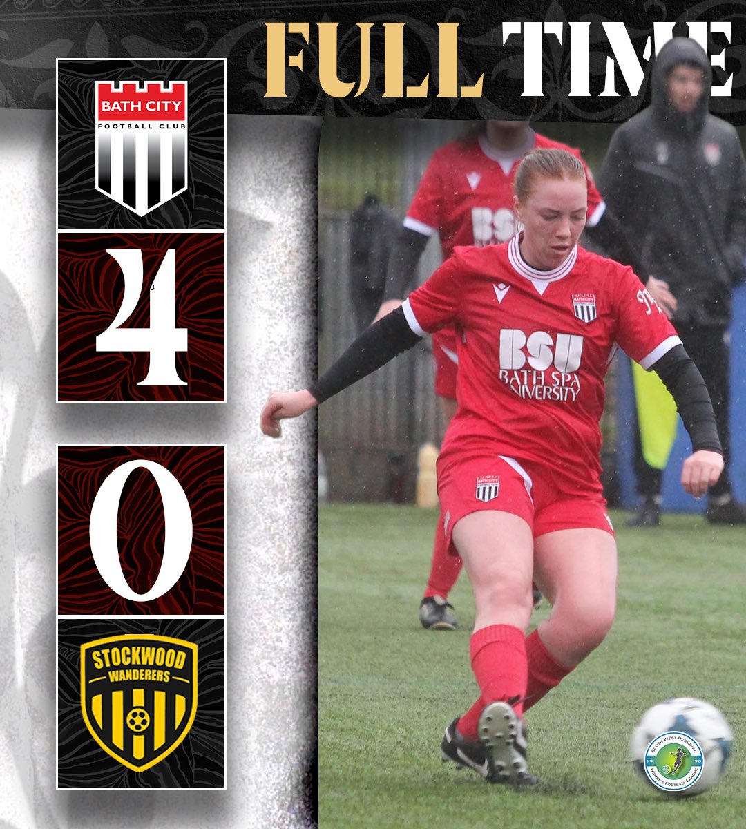 BathCityWFC's tweet photo. HT Bath City Women 4-0 Stockwood Wanderers Women

Maddy Brown adds a fourth late on as City progress in style! 

⚫️⚪️ #Romans https://t.co/n36RsQPzkH