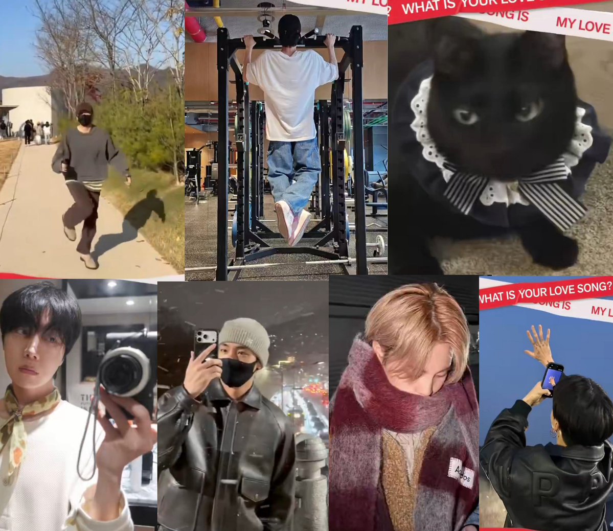 BTS UPDATES FOR 'WIYLS' ON IG:

🐨: namjoon being joontriever
🐹:seokjin doing pull-ups
🐱: yoongi dressing up adorably Tang
🐿:hobi sexy mirror selca 
🐥:jimin cute winter pic
🐻🐯: taehyung handsome selca on the snow 
🐰: jungkook taking a pic of his ARMY   tattoo

OMG🥹🫶