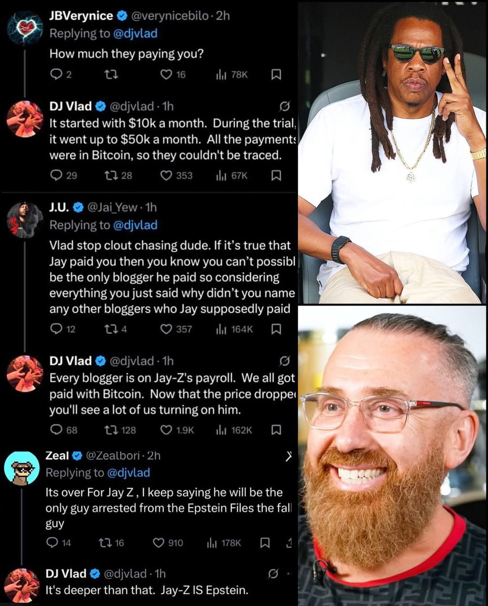 🚨 Breaking News 😳🔥🔥

Vlad TV isn’t backing down — now claiming that major blogs are on Roc Nation’s payroll.

This Jay-Z vs Vlad situation is getting MESSY
Truth, talk, or trolling at the highest level ?