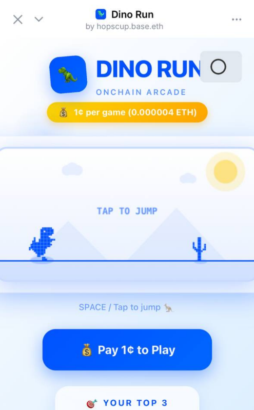 hopscup's tweet image. 🦖 Dino Run Onchain is now live on Base!

I’ve launched my second app on Base, built specifically for the guide available on my Telegram channel.

Old-school arcade vibes with a modern onchain twist

Test your reaction time right now. Let’s go! 👇

base.app/app/new-dino-g…
