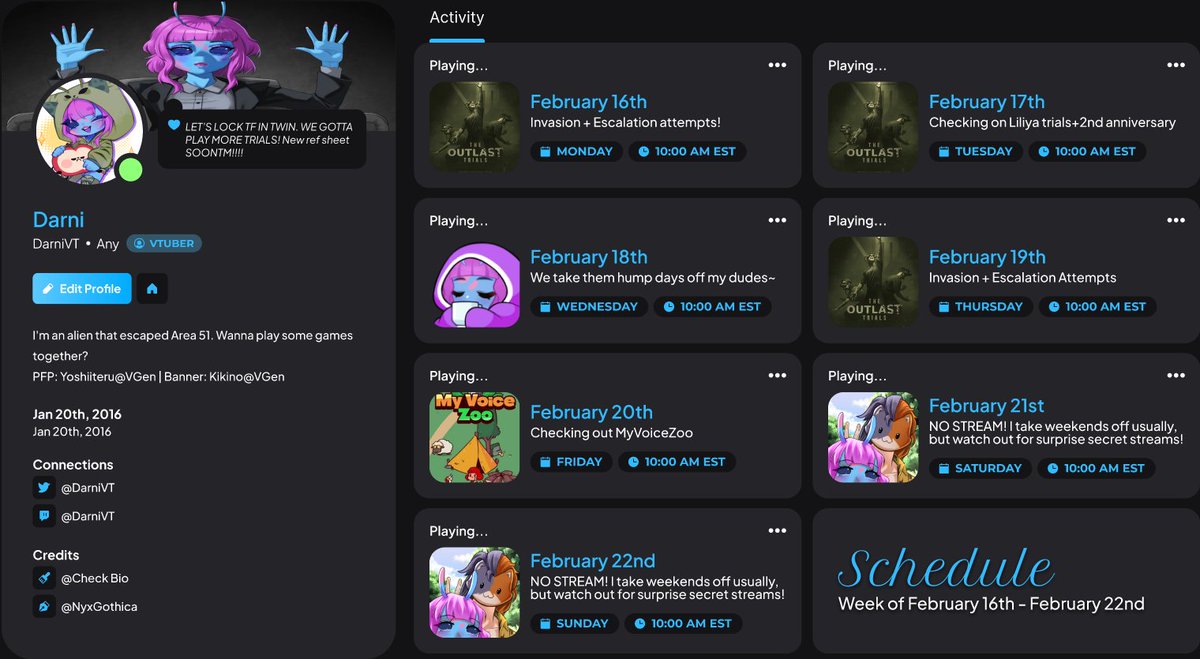 This week's schedule :D! 
More trials! WOW WHO WOULD HAVE GUESSED?