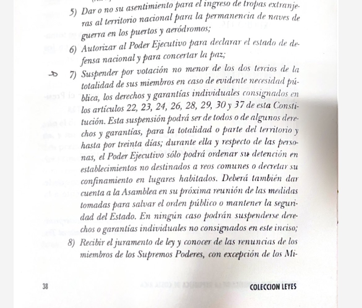 “Alta traición a la patria” porque lo digo yo. 

Alguien que le diga a Ramos PLN, que el inciso 7 del artículo 121 de la Constitución prevé la suspensión de garantías en caso de evidente necesidad pública.