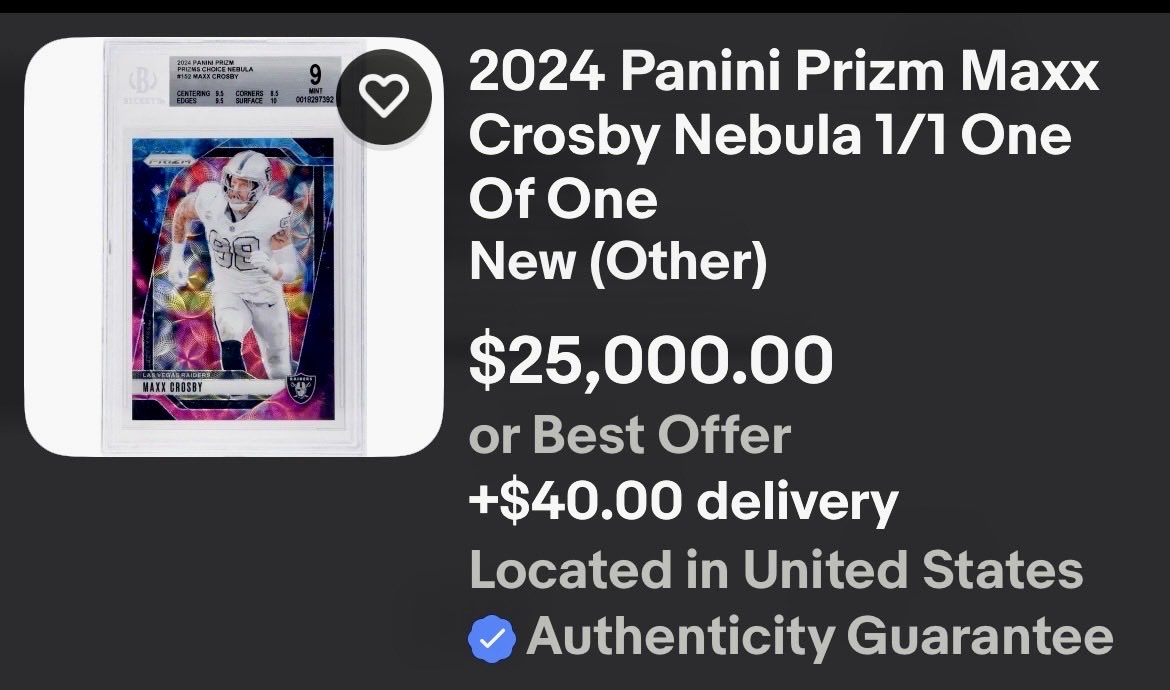 OneTimeRips's tweet image. Well the 1/1 2024 Prizm Maxx Crosby nebula surfaced. I don’t think I will be completing my rainbow @CardPurchaser 😂. Still wild thinking about @ALTPEPEEEEEEE completing the @BarrySanders rainbow!