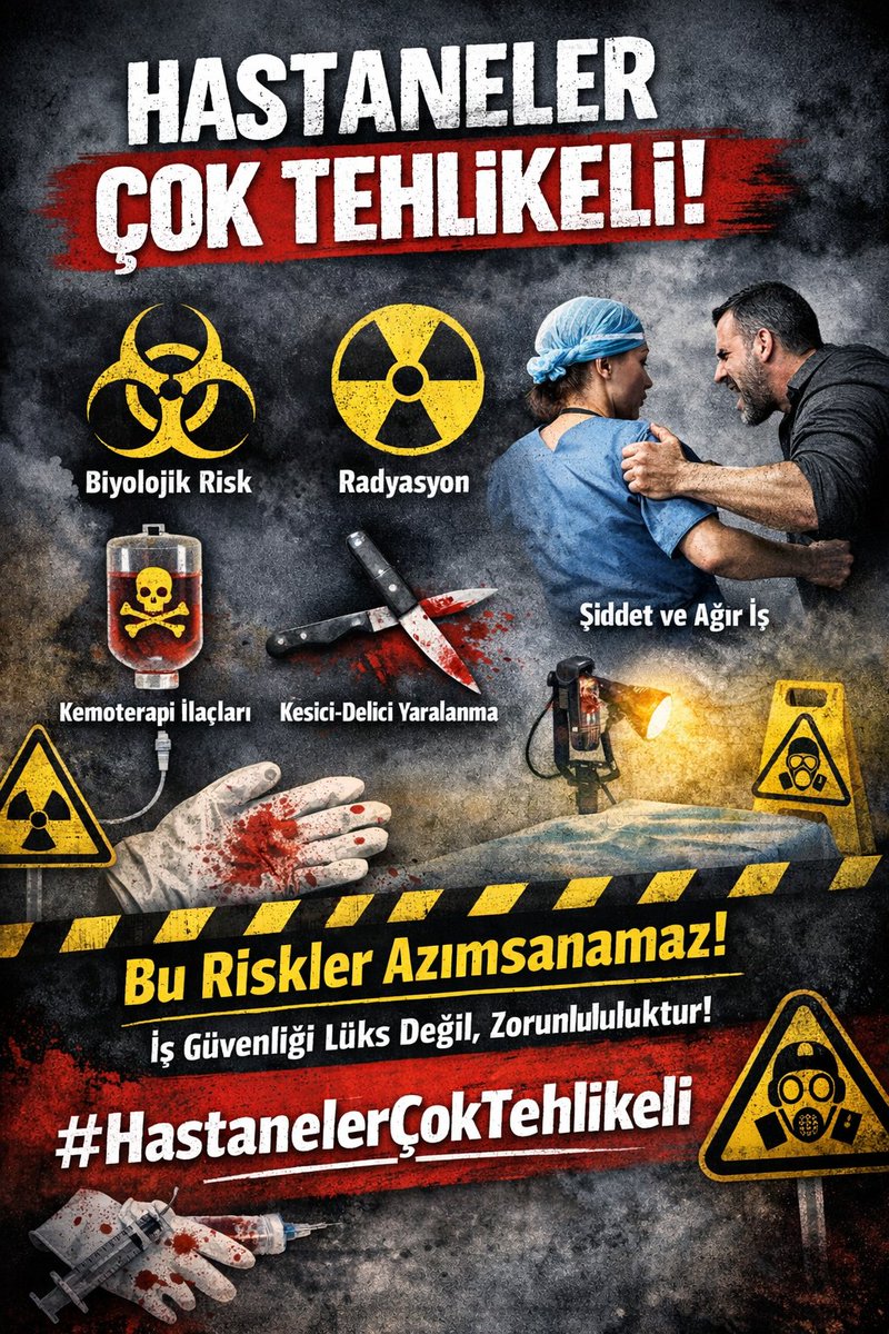 <a href="/csgbakanligi/">T.C. Çalışma ve Sosyal Güvenlik Bakanlığı</a>
<a href="/isggmmedya/">İş Sağlığı ve Güvenliği Genel Müdürlüğü</a>
<a href="/sagliklicozum/">T.C. Sağlık Bakanlığı Sağlıklı Çözüm</a>
<a href="/saglikbakanligi/">T.C. Sağlık Bakanlığı</a>
#HastanelerÇokTehlikeli
