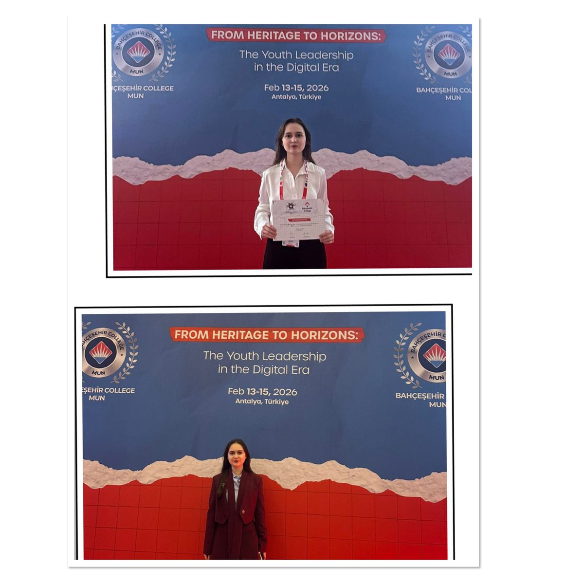 bhcshr_samlise's tweet photo. Öğrencimiz Berrak Rüya Yıldız
Bahçeşehir Koleji MUN Konferansı’nda
"Outstanding Delegate" (Seçkin Delege) ödülüne layık görülmüştür.
Our student Berrak Rüya Yıldız
has been awarded the title of Outstanding Delegate in the Bahçeşehir College MUN. https://t.co/R6u5V4CaSL