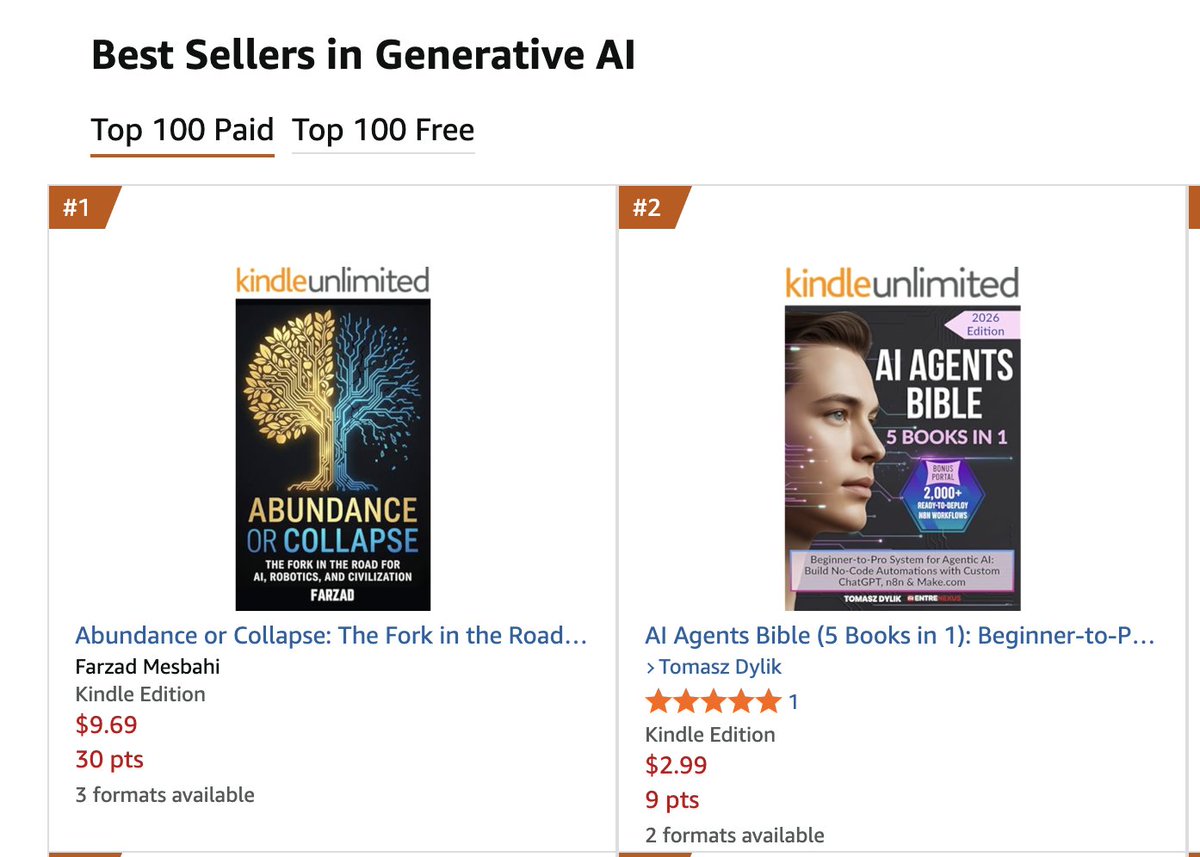 It's been 24 hours since my book Abundance or Collapse has launched, and I'm BEYOND blown away.

#1 Best Seller in the following categories:

Business Technology Innovation
Business Entrepreneurship
Economics
Generative AI

Literally speechless.

Thank you all SO MUCH!!!!!!

<3