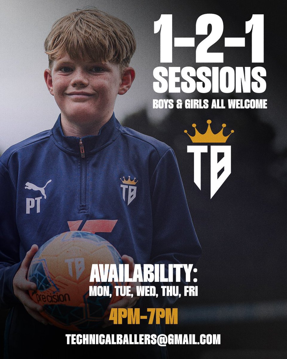 TechnicalBaller's tweet photo. 1-2-1 SESSIONS 🤝

Sharpen your skills, boost your confidence, and own the pitch! ⚽️

Our popular 1-2-1 sessions are available across the week. Limited availability! Make sure you reach out. 👇

📧 Drop us a DM or email:
technicalballers@gmail.com https://t.co/ceqihnXK0A