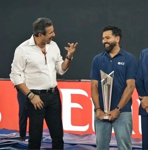 Let's decode their conversation here : 

- Rohit must be referring to that viral interview of Sahibzada Farhan with Wasim Akram, where Farhan said : "We will go in with the same mindset as we did in our previous matches against India" 😭

- To this, Wasim Akram replied like: