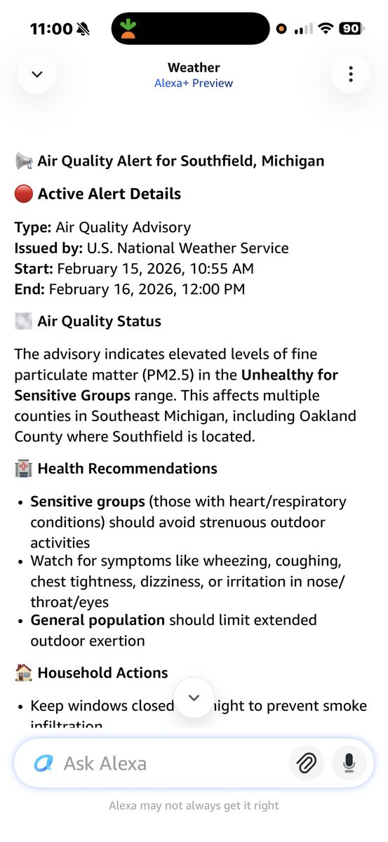 Air quality alert for Michigan in the middle of February with snow still on the ground…it’s hard not to be a conspiracy theorist at this point. Zero explanation for this