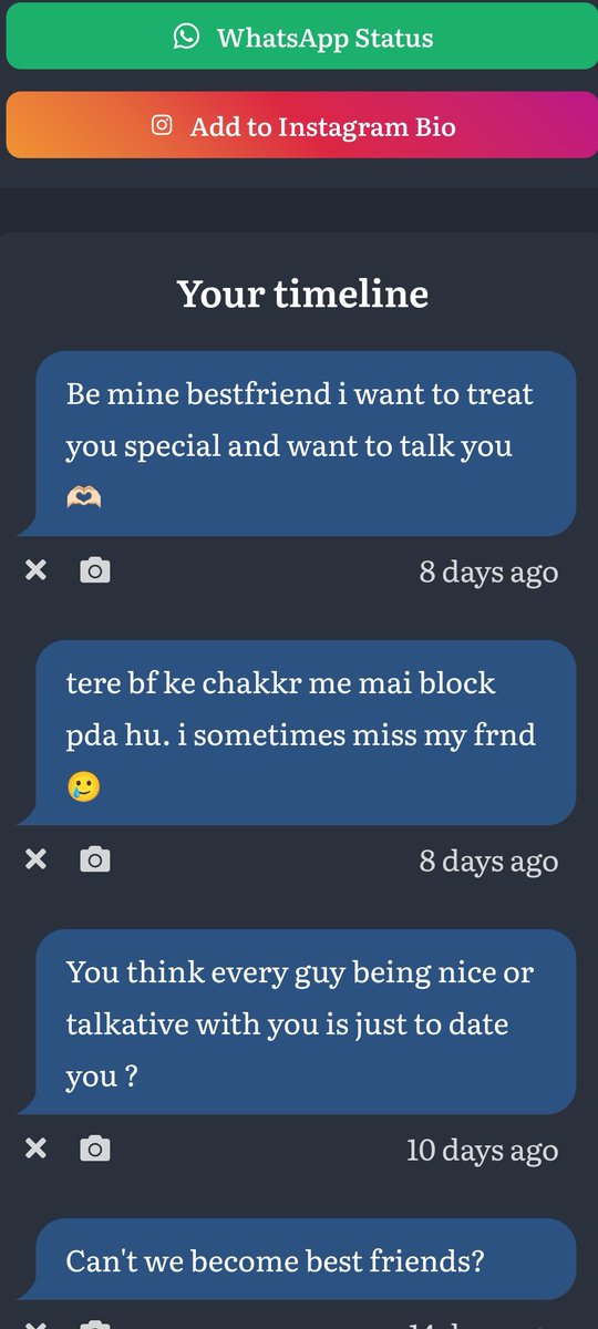 😞🙏🏻

Lmao 😭🤣🤣

Pehli baat who's even nice to me here😭😭😭?