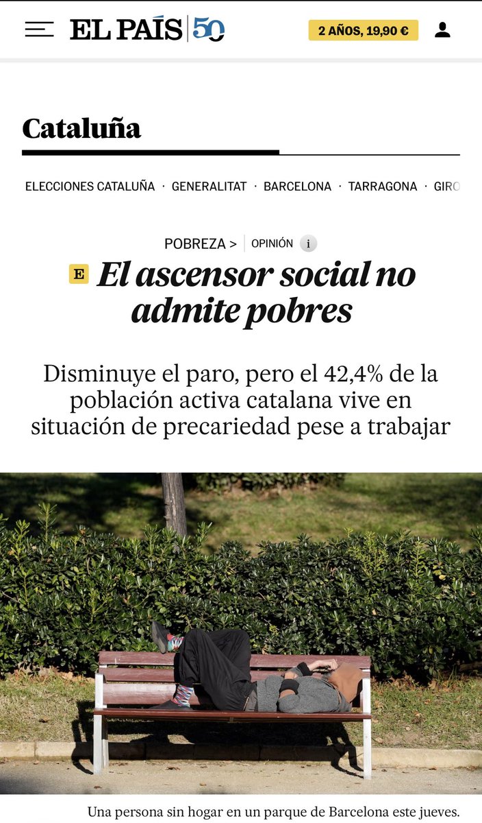 El PSOE presume de datos de paro que maquilla con inmigración masiva y reclasificando a desempleados como fijos discontinuos.
 
Hoy, 4 de cada 10 catalanes trabajan pero a final del día tienen que elegir entre pagar la luz, el alquiler o la cesta de la compra.

Lo cambiaremos