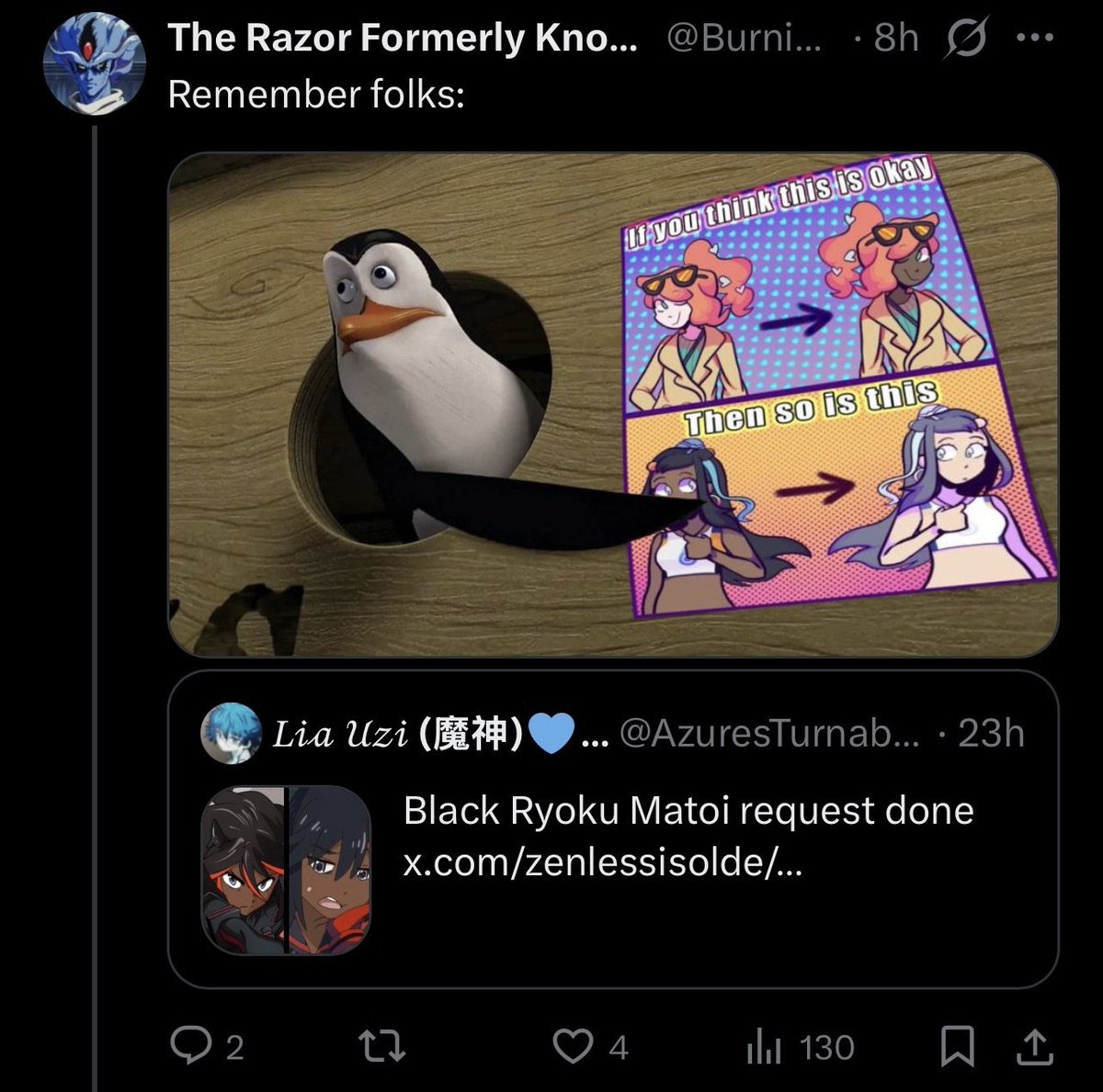 This is bullshit and let me explain why: if you make a character Black, it doesn't change who they are as a character. If you make a Black character White, you erase that character's ethnicity.

In other words, blackwashing doesn't exist and whitewashing is wrong, fuckboi.