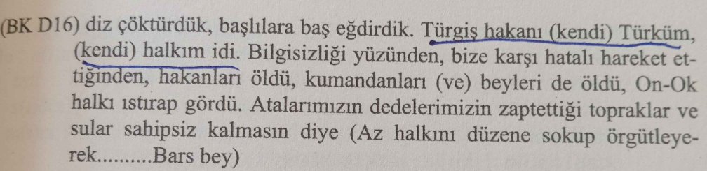1) Dokuz Oğuzlar günümüz Oğuzlarıyla aynı değil. Olsaydı bile onlardan Türk bodunu diye bahsediliyor yazıtlarda.

2) Oğuzların atası olan Türgişlerden yazıtlarda "kendi Türkümüz, kendi halkımız" diye bahsediliyor.
