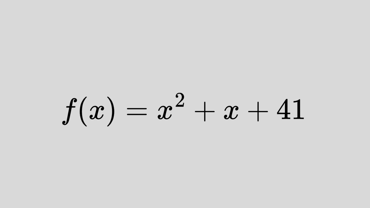 Math_files's tweet photo. In 1772, the great Swiss mathematician Leonhard Euler found something beautiful and surprising.

He discovered that the simple formula

f(x) = x² + x + 41

produces prime numbers again and again.

If you put in whole numbers starting from x = 0 up to 39, every answer is a prime number. 

Imagine Euler’s excitement — a neat little formula that keeps giving primes like magic.

But then came the disappointment.

When x = 40, the spell breaks. The result is no longer prime — it’s a composite number. The magic doesn’t last forever.

Still, the formula is remarkable. Even for values from x = 40 to 79, it produces 33 prime numbers. 

That’s an impressively high success rate for such a simple expression.

Mathematicians later searched for even better formulas. One powerful example is:

2x² − 199

For the first 1,000 values of x, this formula produces 598 prime numbers — more than any other quadratic formula discovered so far.

These formulas don’t create an endless stream of primes. But they reveal something fascinating: hidden patterns inside numbers.

And sometimes, with nothing more than a pencil and a clever idea, mathematics feels almost magical.
