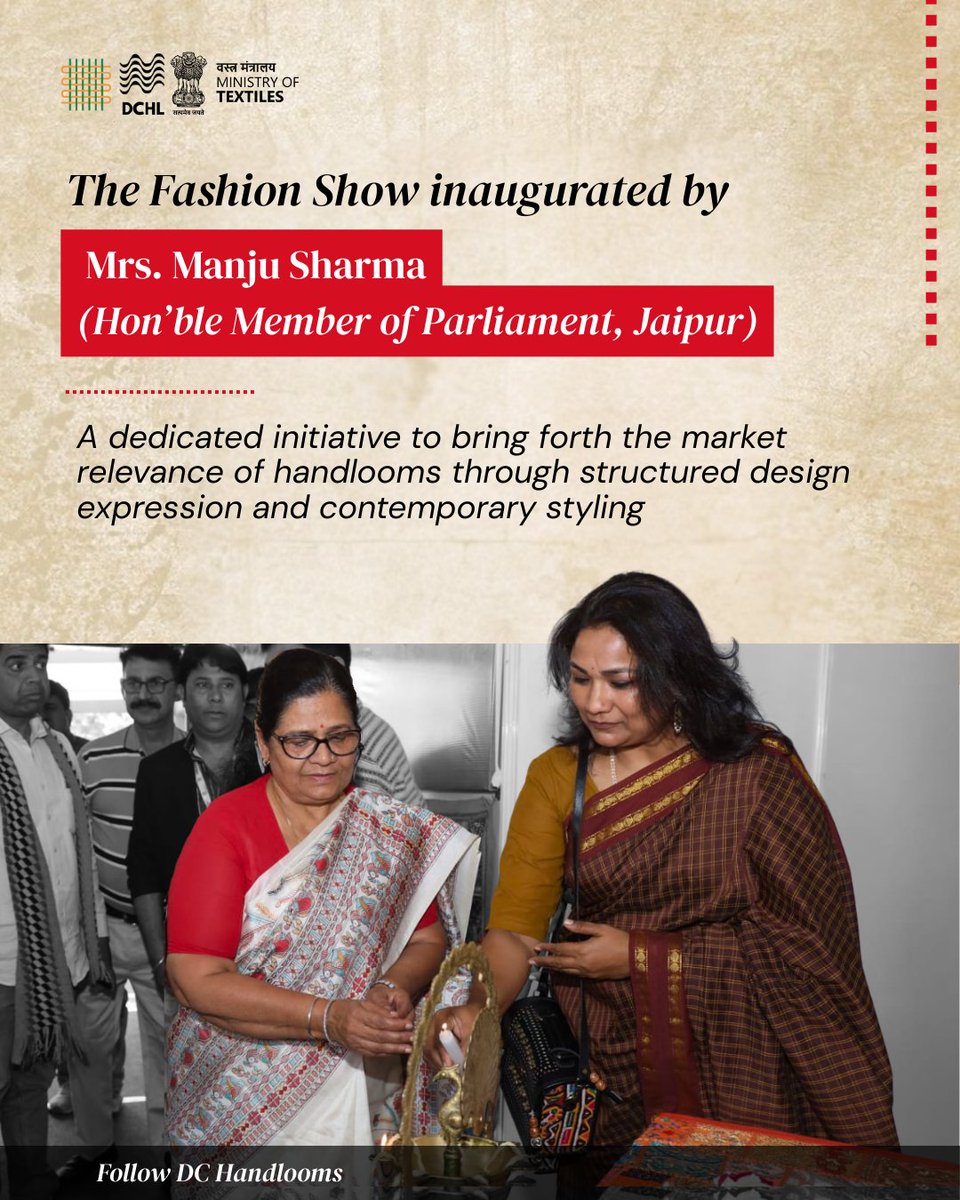 A fashion presentation at the Exclusive Handloom Expo Tyohar 2.0, interpreted through contemporary design with active participation of students from leading design institutions.

📍 Jaipur, Rajasthan

#Tyohar2 #VocalForLocal #handloomfashion #fashionshow #sustainable