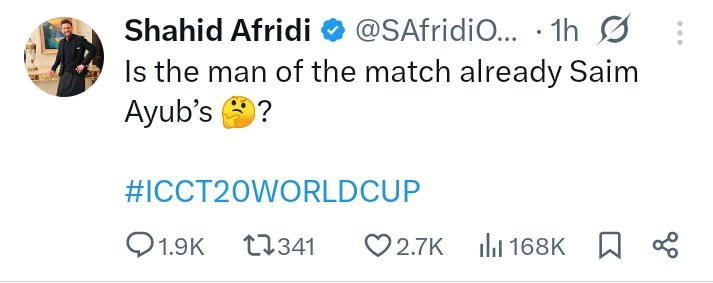 ZZSSports's tweet photo. Shahid Afridi post after the first inning 

#PAKvIND #T20WorldCup2026 #ICCMensT20WorldCup2026 https://t.co/hBYPiCceAH