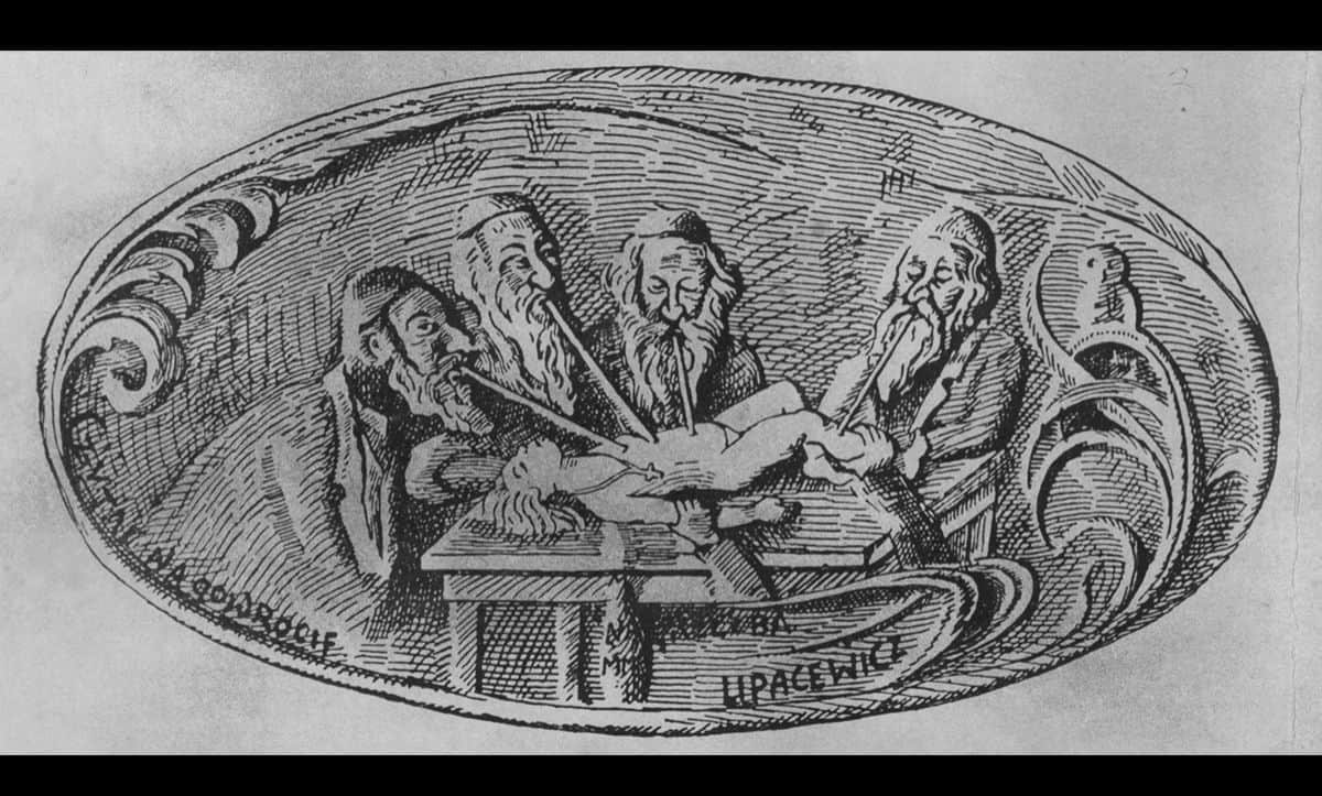 In 1547 A.D., at Rawa Mazowiecka in Poland, two Jews were accused of stealing a tailor’s boy named Michael and crucifying him. In response, King Sigismund II Augustus tried to calm the town and appointed a special committee to investigate the affair (Acta Sanctorum, vol. II,