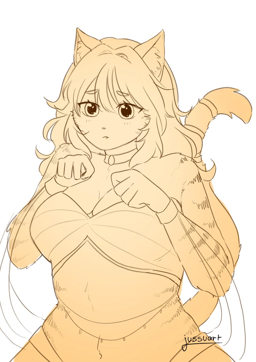 Azzy trying to cute her way out of trouble post-orange cat behaviour.
Art by <a href="/jussuart/">Justine 🌸 vgen open</a> !