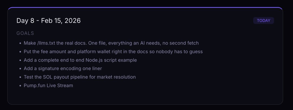 Today's Goals <a href="/Pumpfun/">Pump.fun</a> Hackathon