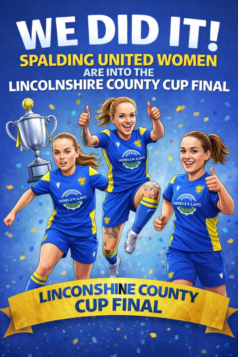 SpaldingUtdW's tweet photo. WE DID IT🎉

Through to the county cup final after penalties 🌷

Up the Tulips🌷💛💙

#spaldingunitedwomen #spaldingunited #upthetulips #countycupfinal https://t.co/ZOTS5RrIcr