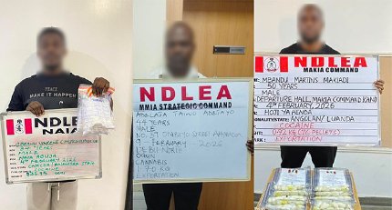 NDLEA has stepped up its game on drug curbing the menace of drug trafficking.
Earlier today. 
China-Based Businessman, Two Angolans Excrete 236 Cocaine Wraps At Nigerian Airports 

~ NDLEA says