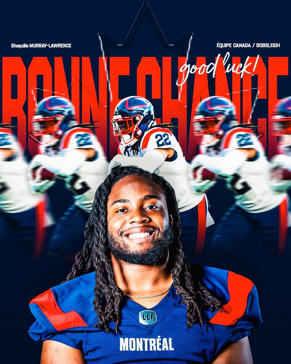 Du football au bobsleigh! 🏈 ➡️ ❄️

Bonne chance à notre ancien Alouette, Shaquille Murray-Lawrence, qui représentera le Canada en bobsleigh à deux aux Jeux de Milano-Cortina 🇨🇦
--
From football to bobsleigh! 🏈 ➡️ ❄️

Good luck to former Alouette, Shaquille Murray-Lawrence, who