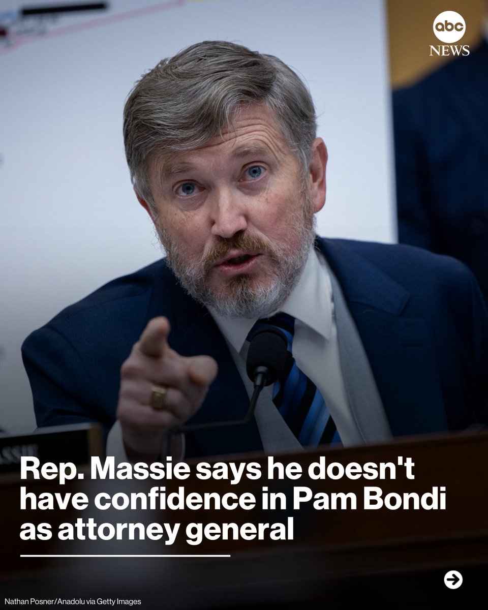 ThisWeekABC's tweet image. Republican Rep. Thomas Massie said Sunday that he did not approve of how Attorney General Pam Bondi conducted herself over the Department of Justice's release of files related to sex offender Jeffrey Epstein in a combative hearing before the House Judiciary Committee on…