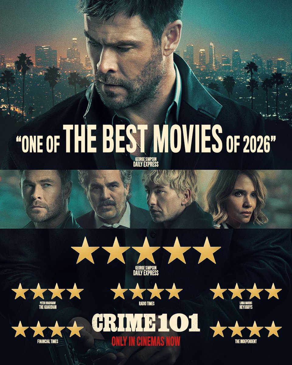 Thrilled and grateful for the amazing response to CRIME 101 from critics and viewers. 88% on Rotten tomatoes and the amazing reviews. 

In cinemas now! Check it out