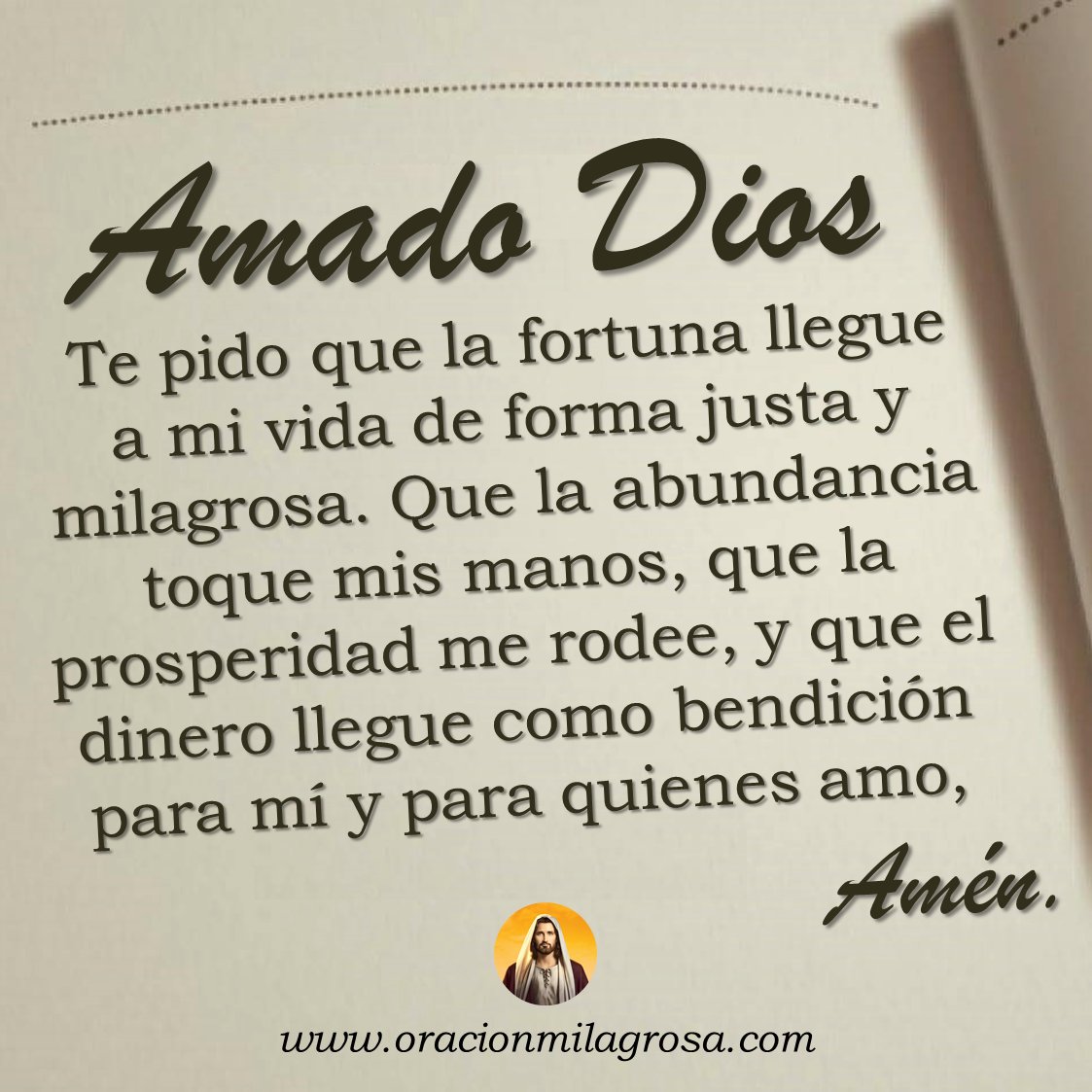 oracion_milagro's tweet photo. ORACIÓN MILAGROSA DE LA FORTUNA: Amado Dios, te pido que la fortuna me acompañe, que las puertas se abran y que tu bendición me alcance en todo lo que haga. Por favor lléname de oportunidades, guía mis pasos y ayúdame a triunfar.

Haz esta oración en: https://t.co/a5OQurTN2H ✨